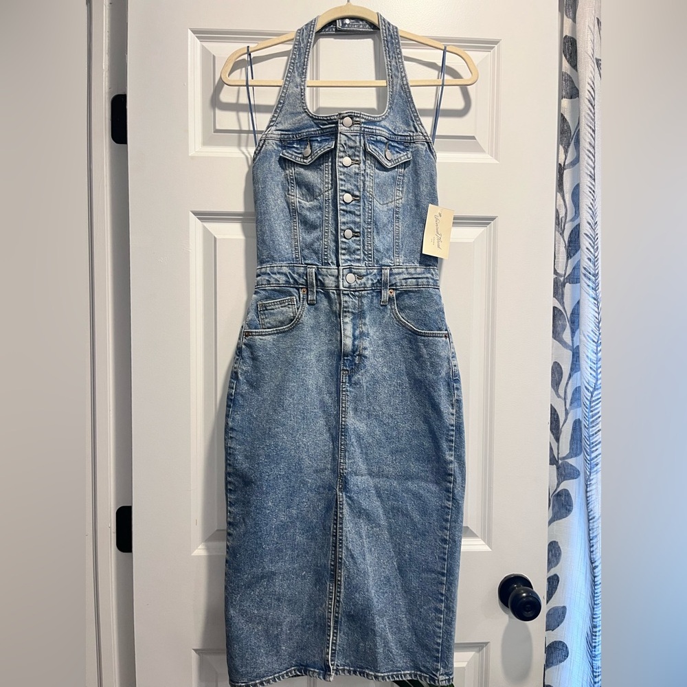 Chic Denim Halter Dress